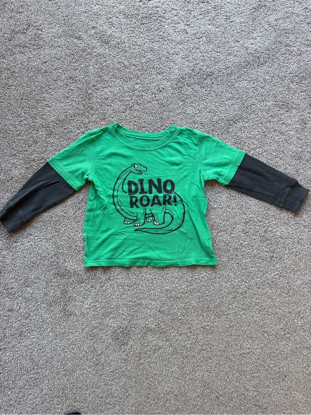 jumping beans Green & Black 'Dino Roar' Layered-Look Long Sleeve Tee